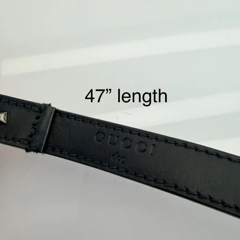 Gucci Web Black Leather Belt Dog Leash 47”
